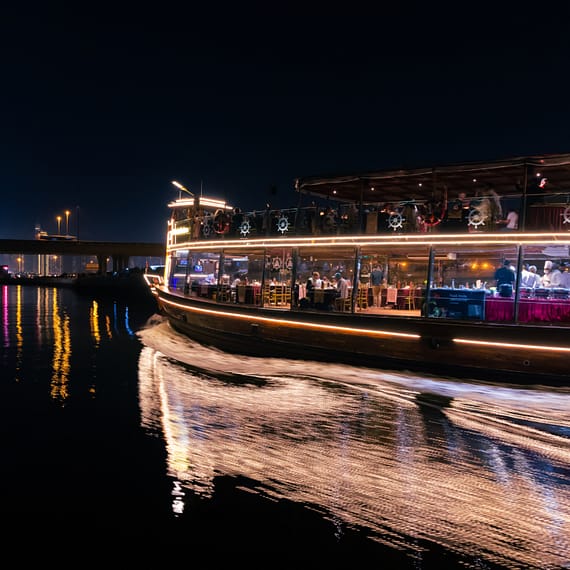 Luxury Canal Dhow Cruise + Free Global Village Ticket Boat Tours and Cruises