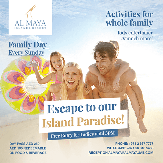 Escape to Our Island Paradise! - Al Maya Island & Resort Sunday Pool Party Family Day Arabic Events