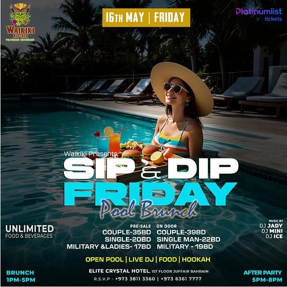 Sip & Dip Friday Pool Brunch at Waikiki Restaurant - Elite Crystal Hotel Nightlife